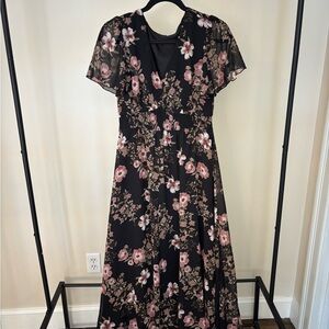 Floral Black and Pink Maxi Dress